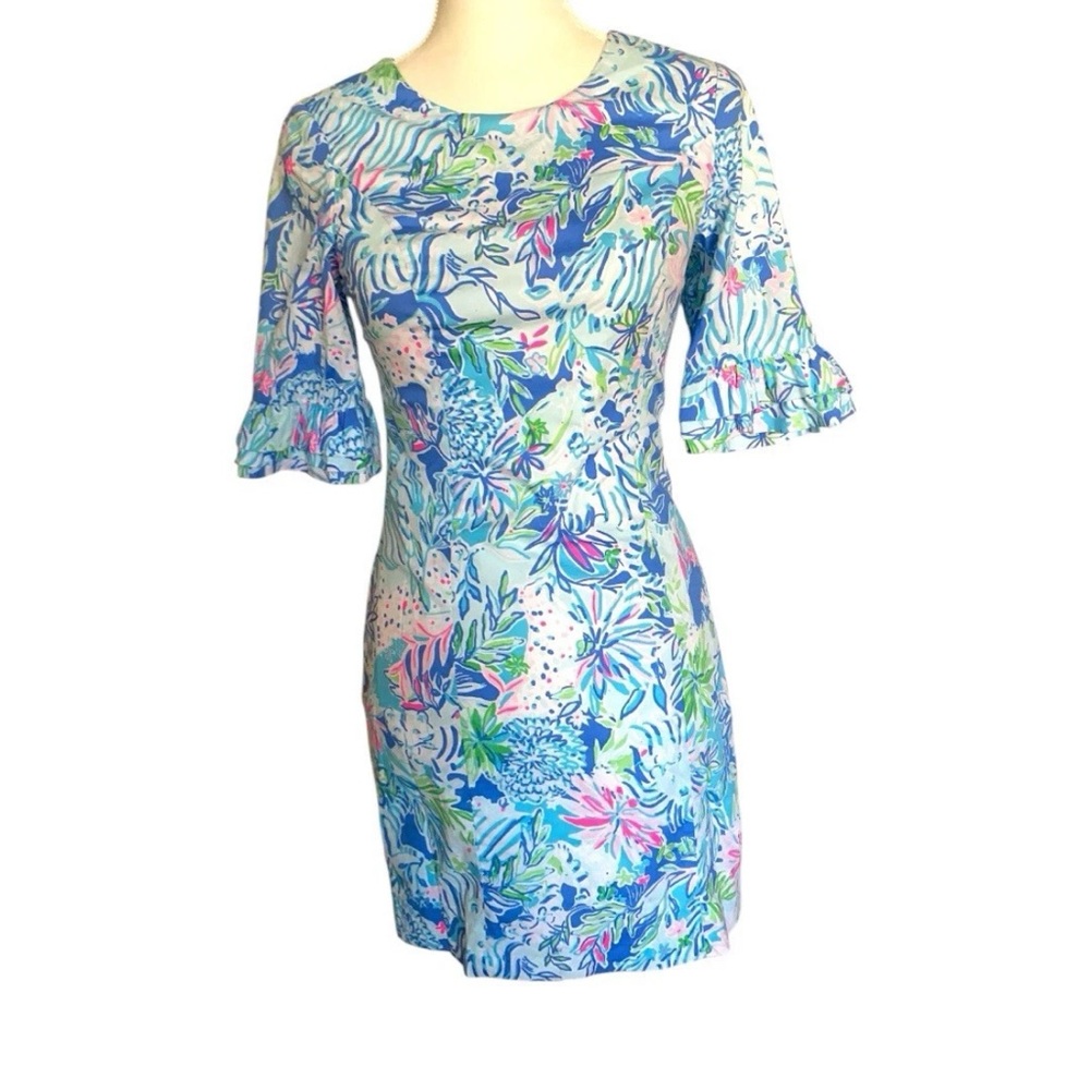NWT Lilly Pulitzer Fiesta Coastal Blue Lined Dress Sz 6